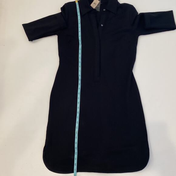Ann Taylor Black Collared Half Button Down Midi Shirt Dress NWT Sz M Rayon - Picture 11 of 12